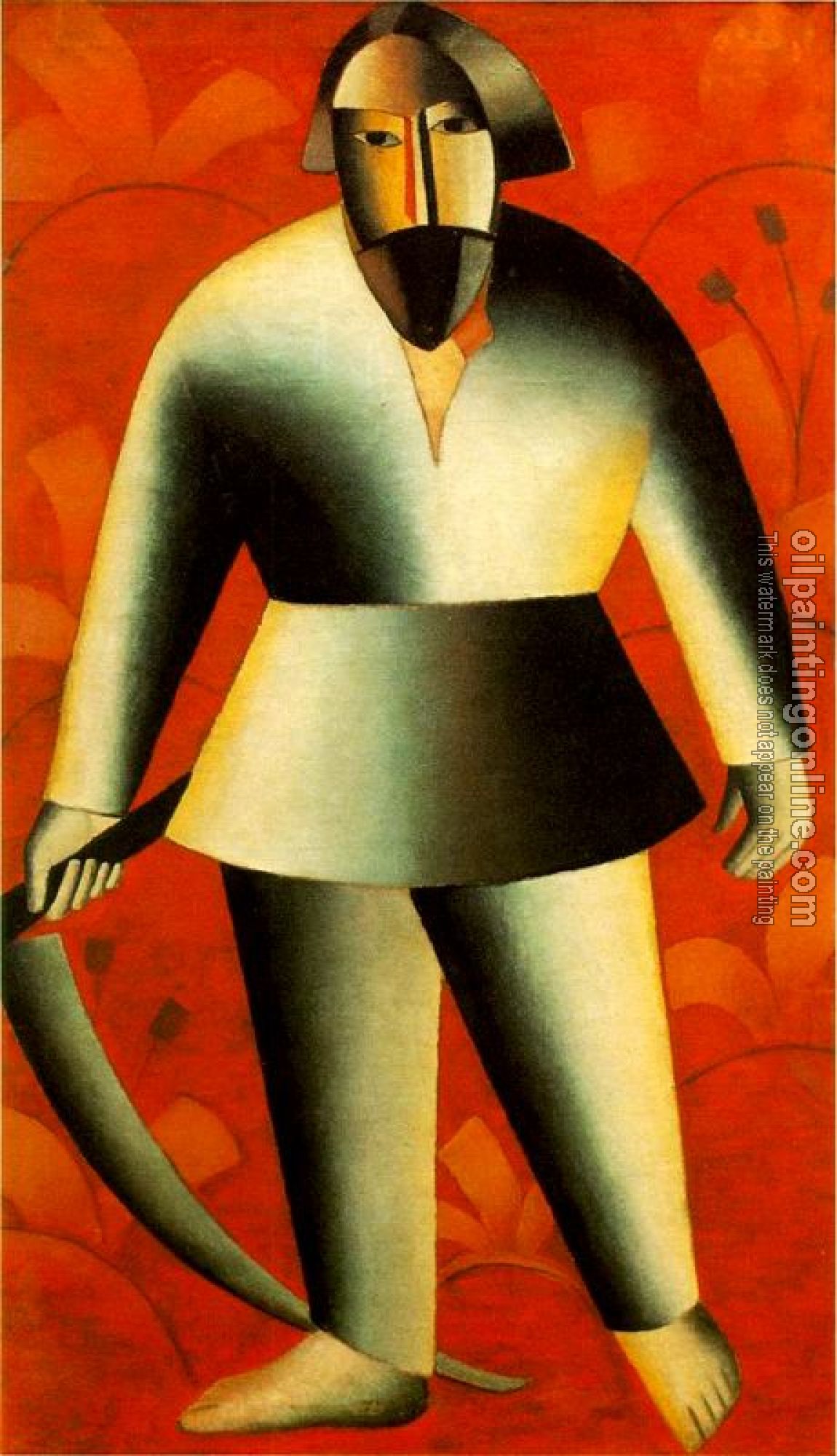 Kazimir Malevich - Reaper on Red Background